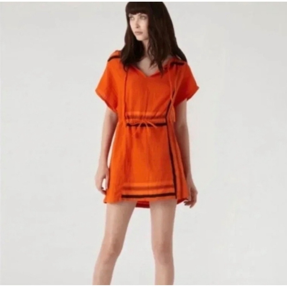 Ace‎ & Jig Turnaround Mini Dress Womens Small Orange Striped Cotton Gauze Boho